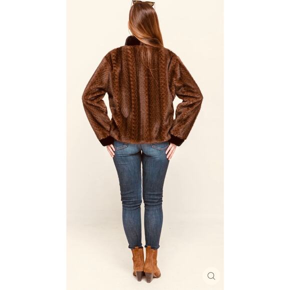 Brown & Black 3/4 Length Faux Fur, NWT - Picture 9 of 17